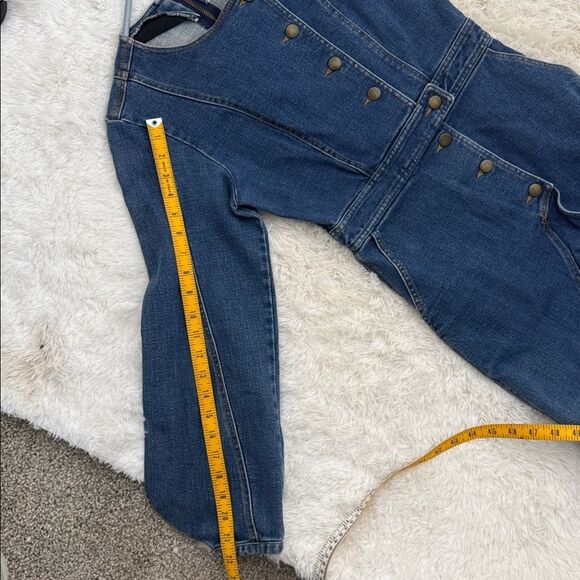 AMUR Sammy Denim Dress Size 6 Puff Sleeve Button Front Ruffle - Picture 13 of 14